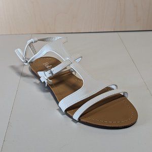 Bella Marie Women Stylish Faux Leather Ankle Strap Sandals - White - Size 7